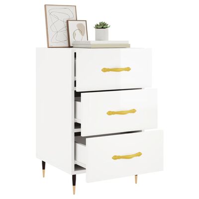 vidaXL Bedside Cabinet High Gloss White 40x40x66 cm Engineered Wood