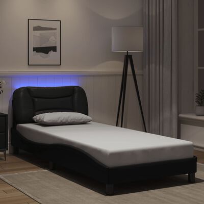 vidaXL Bed Frame with LED without Mattress Black 90x200 cm