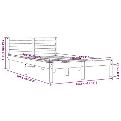 vidaXL Bed Frame without Mattress Wax Brown 140x200 cm Solid Wood Pine