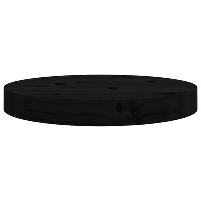 vidaXL Table Top Round Black Ø30x3 cm Solid Wood Pine