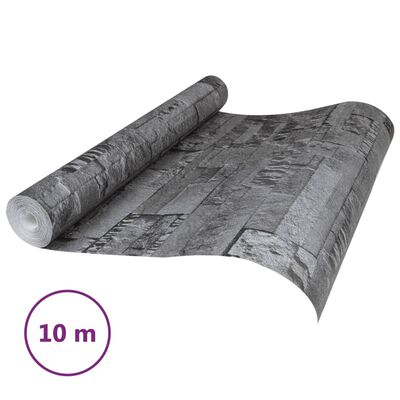 vidaXL Wallpaper 3D Stone Look Black 10x0.53 m Non-woven