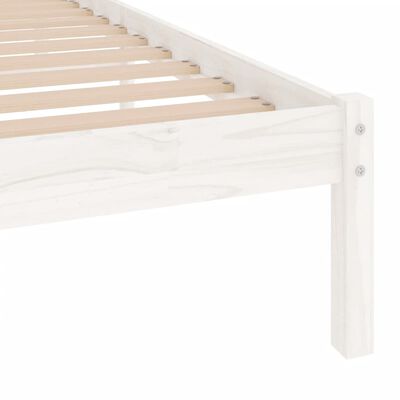 vidaXL Bed Frame without Mattress White Solid Wood Small Single