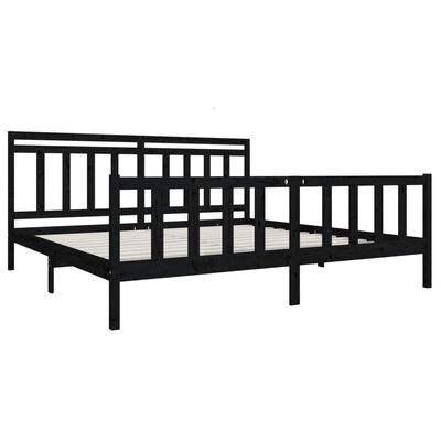 vidaXL Bed Frame without Mattress Black Solid Wood 200x200 cm (810106+814118)