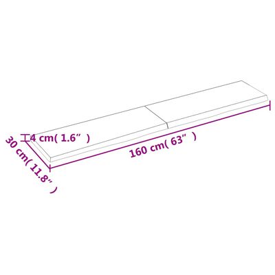 vidaXL Bathroom Countertop 160x30x(2-4) cm Untreated Solid Wood