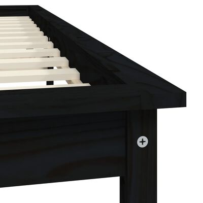 vidaXL Bed Frame without Mattress Black 140x190 cm Solid Wood Pine