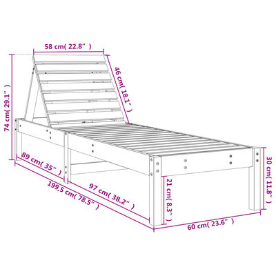 vidaXL Sun Loungers 2 pcs White 199.5x60x74 cm Solid Wood Pine