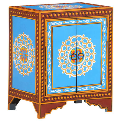 vidaXL Hand Painted Bedside Cabinet 40x30x50 cm Solid Mango Wood