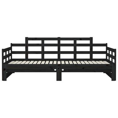 vidaXL Pull-out Day Bed without Mattress Black Solid Wood Pine 2x cm