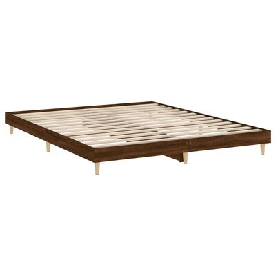 vidaXL Bed Frame without Mattress Brown Oak 200x200 cm Engineered Wood