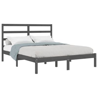 vidaXL Bed Frame without Mattress Grey 150x200 cm King Size Solid Wood