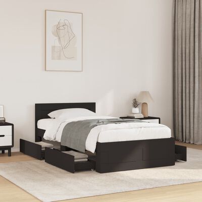 vidaXL Bed Frame with Headboard without Mattress Black 75x190 cm Small Single