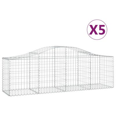 vidaXL Arched Gabion Baskets 5 pcs 200x50x60/80 cm Galvanised Iron