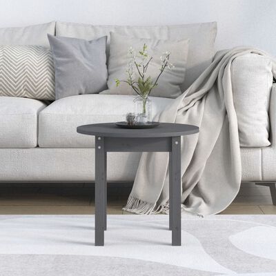 vidaXL Coffee Table Grey Ø 45x40 cm Solid Wood Pine