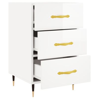 vidaXL Bedside Cabinet High Gloss White 40x40x66 cm Engineered Wood