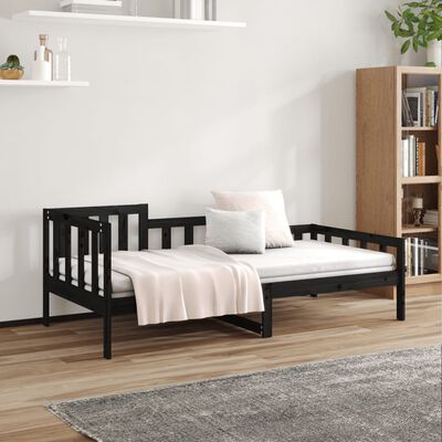 vidaXL Day Bed without Mattress Black 90x200 cm Solid Wood Pine