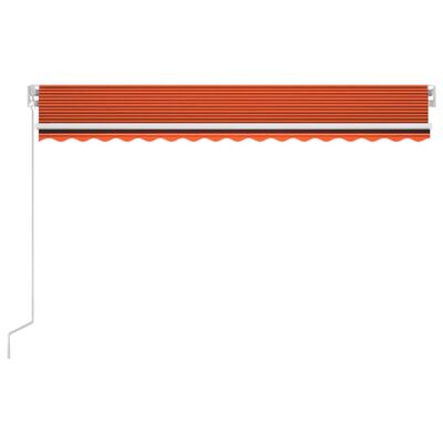 vidaXL Manual Retractable Awning with LED 400x350 cm Orange and Brown