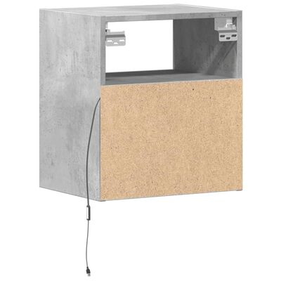 vidaXL Wall-mounted Bedside Cabinet with LED Lights Concrete Grey