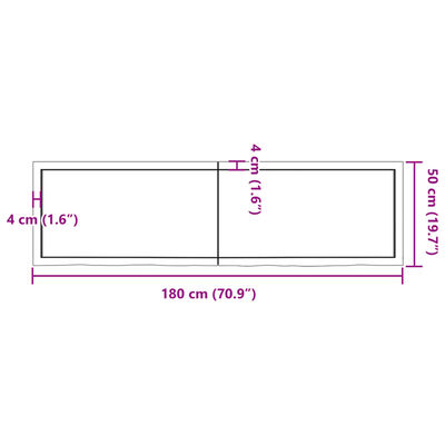 vidaXL Bathroom Countertop Dark Brown 180x50x(2-4) cm Treated Solid Wood