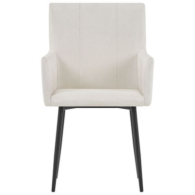 vidaXL Dining Chairs with Armrests 2 pcs Cream Fabric