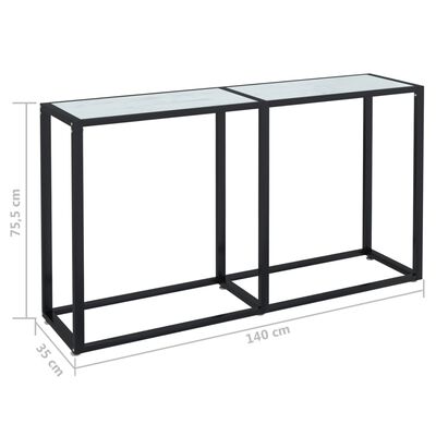 vidaXL Console Table White Marble 140x35x75.5cm Tempered Glass