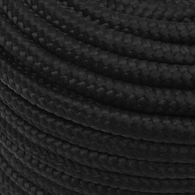 vidaXL Boat Rope Full Black 14 mm 25 m Polypropylene