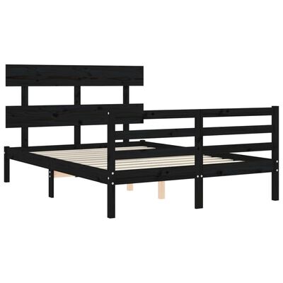 vidaXL Bed Frame without Mattress Black 120x200 cm Solid Wood