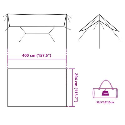 vidaXL Camping Tarp Green 400x294 cm Waterproof