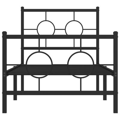 vidaXL Metal Bed Frame without Mattress with Footboard Black 80x200 cm