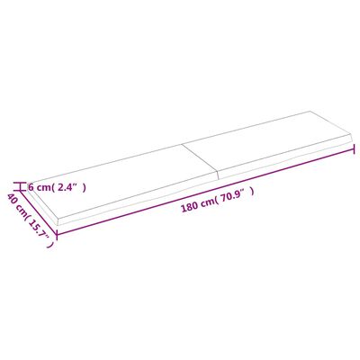 vidaXL Table Top Dark Brown 180x40x(2-6) cm Treated Solid Wood Oak