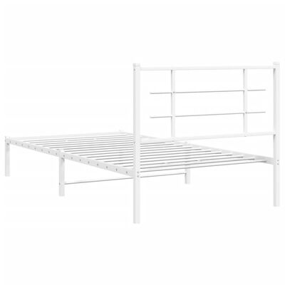 vidaXL Metal Bed Frame without Mattress with Headboard White 100x200 cm