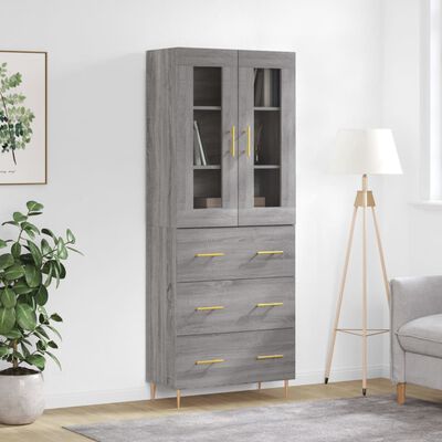 vidaXL Highboard Grey Sonoma 69.5x34x180 cm Engineered Wood