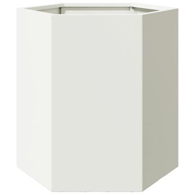 vidaXL Garden Planter White Hexagon 46x40x45 cm Steel