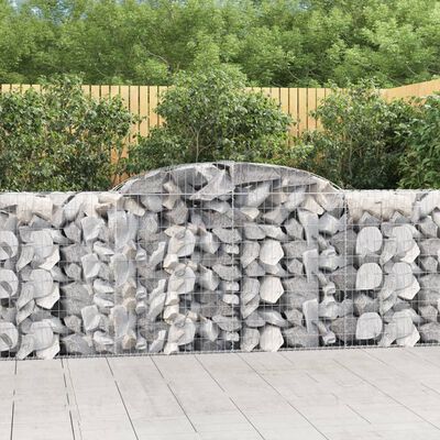 vidaXL Arched Gabion Baskets 4 pcs 300x50x100/120 cm Galvanised Iron