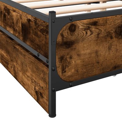 vidaXL Bed Frame with Drawers without Mattress Smoked Oak 160x200 cm