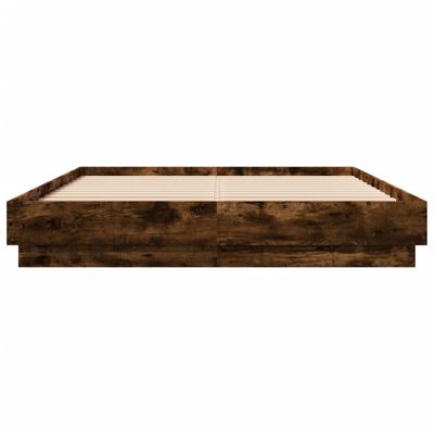 vidaXL Bed Frame with LED without Mattress Smoked Oak 120x200 cm