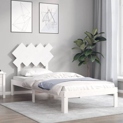 vidaXL Bed Frame without Mattress White Single Solid Wood Pine