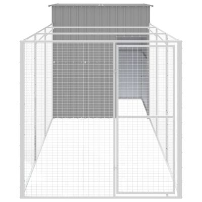 vidaXL Dog House with Run Light Grey 165x455x181 cm Galvanised Steel