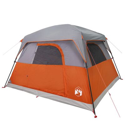 vidaXL Camping Tent Cabin 4-Person Orange Waterproof