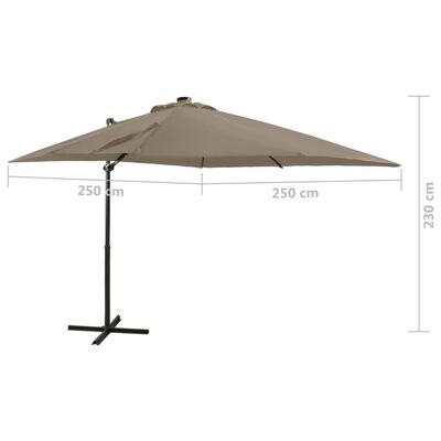 vidaXL Cantilever Garden Parasol with Pole and LED Lights Taupe 250 cm