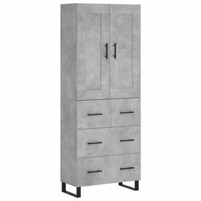 vidaXL Highboard Concrete Grey 69.5x34x180 cm Engineered Wood