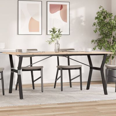 vidaXL Dining Table Y-Frame 180x90x75 cm Solid Wood Pine and Cast Iron