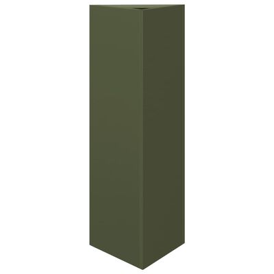 vidaXL Garden Planter Olive Green Triangular 30x26x75 cm Steel