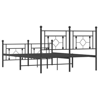 vidaXL Metal Bed Frame without Mattress with Footboard Black 135x190 cm Double