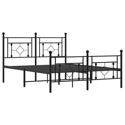 vidaXL Metal Bed Frame without Mattress with Footboard Black 135x190 cm Double