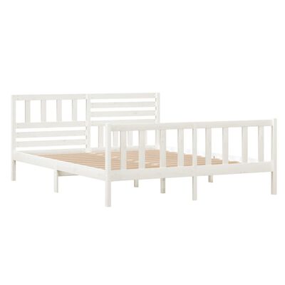 vidaXL Bed Frame without Mattress White Solid Wood 120x200 cm (810078+814135)