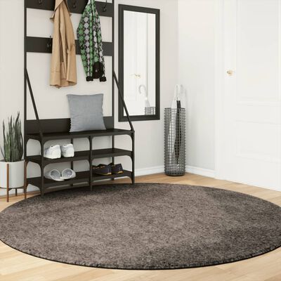 vidaXL Rug ISTAN High Pile Shiny Look Grey Ø 200 cm