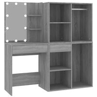 vidaXL LED Dressing Table with Cabinets Grey Sonoma Engineered Wood