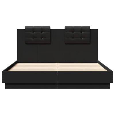 vidaXL Bed Frame with LED without Mattress Black 140x200 cm