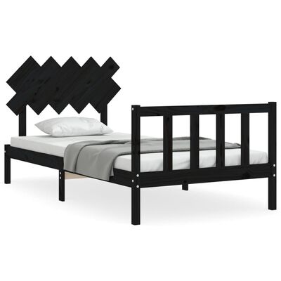 vidaXL Bed Frame without Mattress Black 100x200 cm Solid Wood Pine