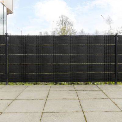 vidaXL Balcony Screens 5 pcs Black 255x19 cm Poly Rattan